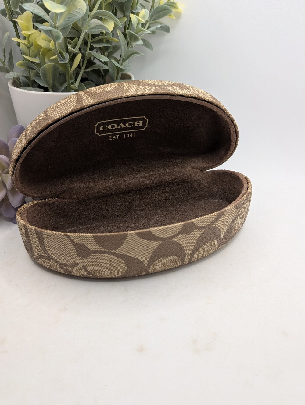 Coach Signature Brown Jacquard Sunglasses Case